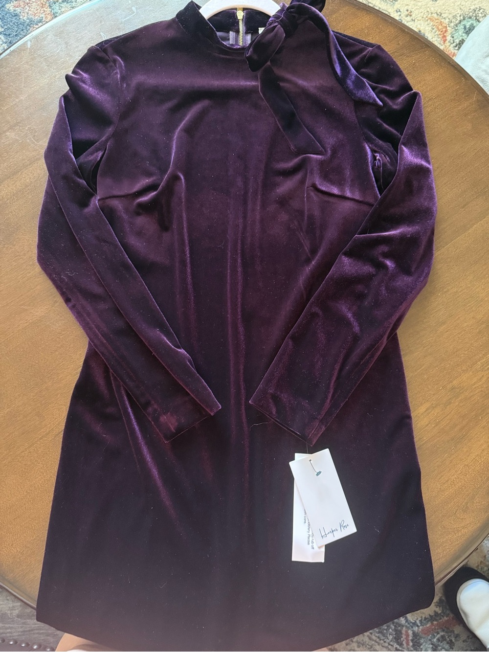 NWT Harper Rose Long Sleeve Velvet Mini Dress in Deep Plum